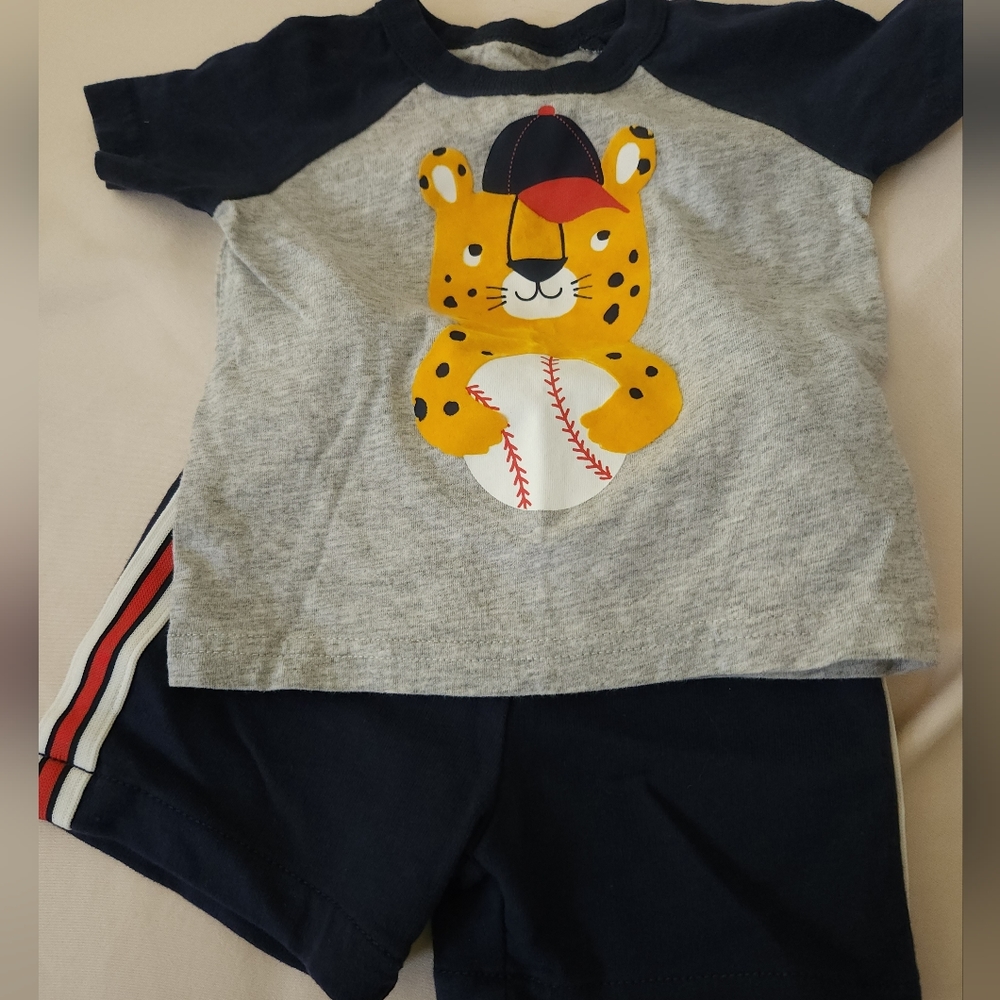 Carter's Baseball Leopard 2 Piece Shorts Set Size 3 Months